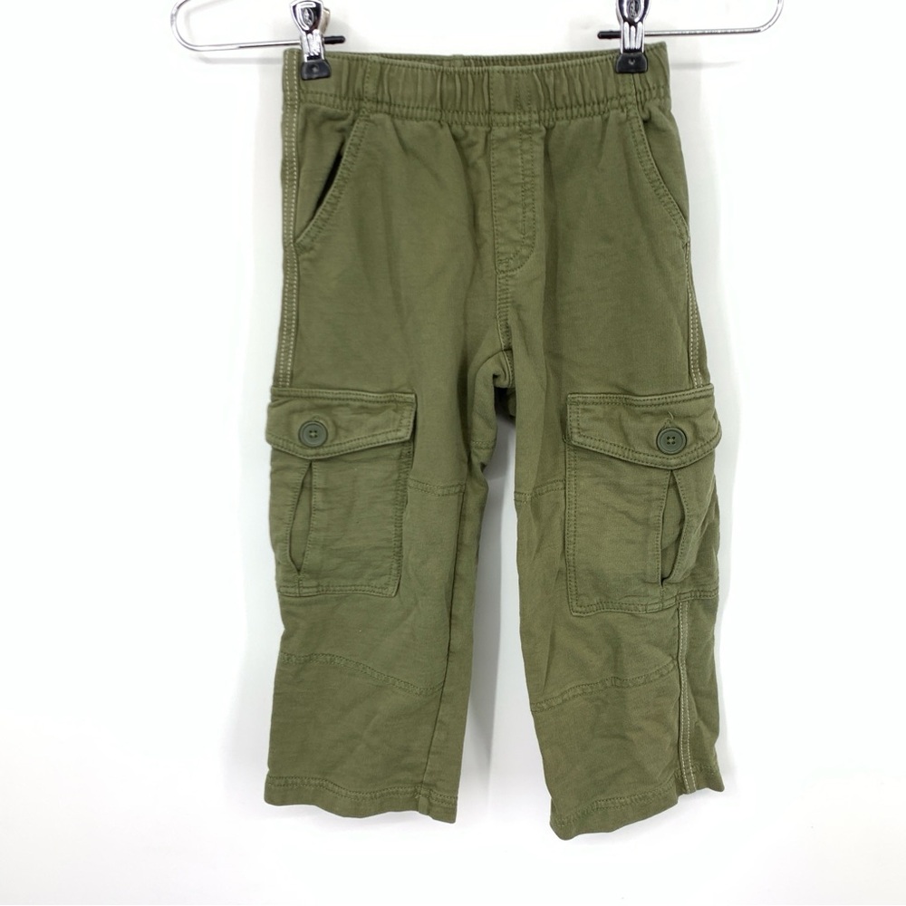 Tea‎ Collection Boys Size 4 Pants Green Cargo Sweatpants Pull On Straight Leg